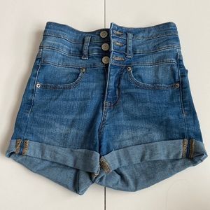 Aeropostale 00 Denim Super High Rise Midi Shorts